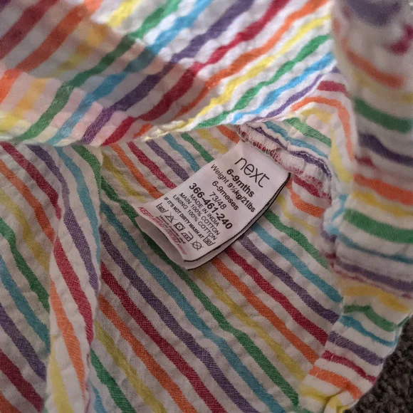 2 Next summer cotton dresses baby girl 6-9 months floral stripes - Picture 6 of 10